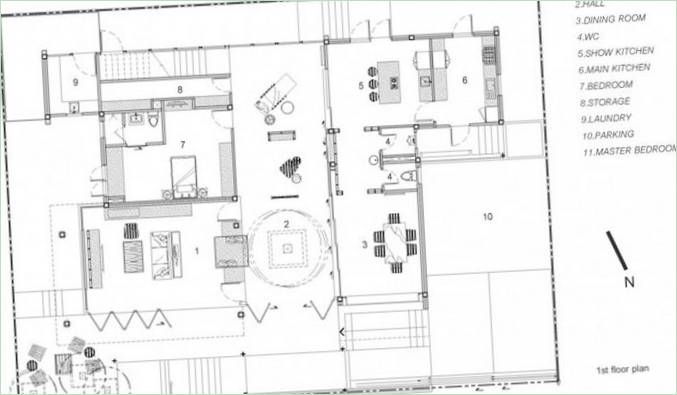 Plan for landhus Baan Yo Yen i Thailand