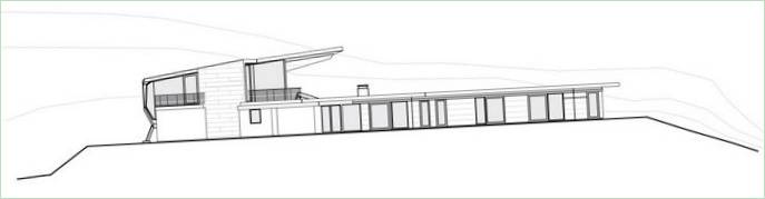 Grundridsdiagram af Tigertail huset i Californien