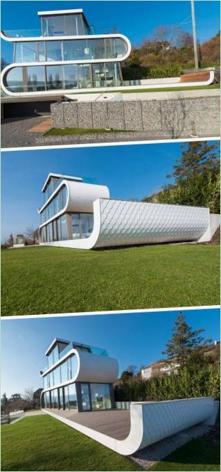Et usædvanligt hvidt design i Schweiz: Båndet løber nedad Et usædvanligt hvidt design i Schweiz: Splinten ruller ned