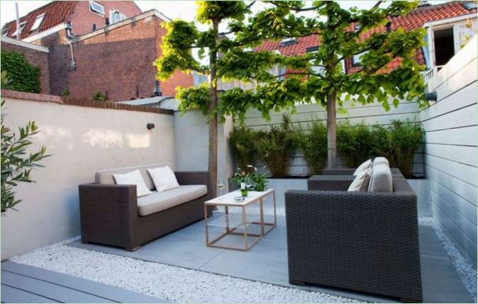 Udendørs veranda i Canal House i Holland
