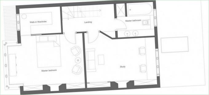 Indretning af første sal i House in Black i London