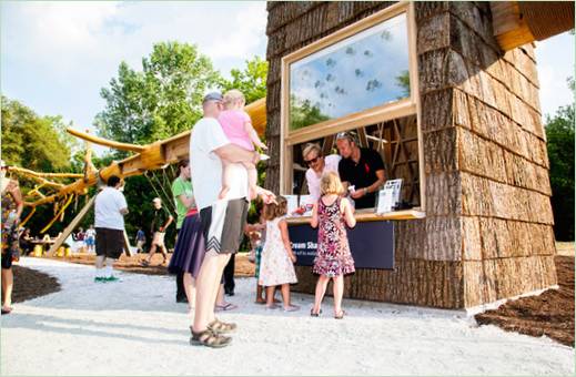 En minipark lavet af et væltet træ