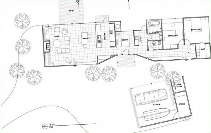 Grundplaner af et energieffektivt Leura Lane House