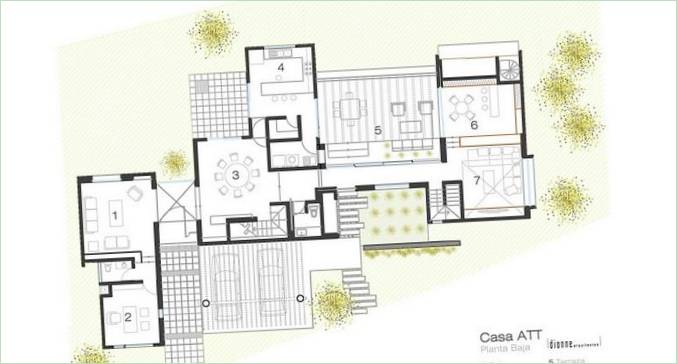 Plan for privatbolig til Casa ATT. Dionne Arquitectos i Mexico