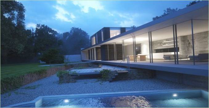 Aftenlys ved et privat hus i England