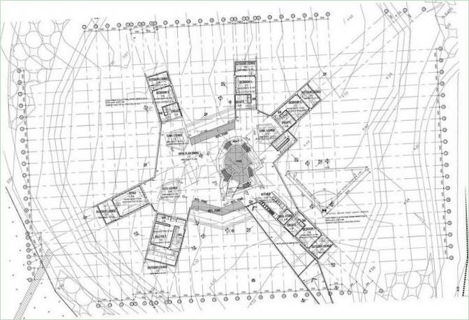 Projektskitse af et sci-fi-lignende opholdssted