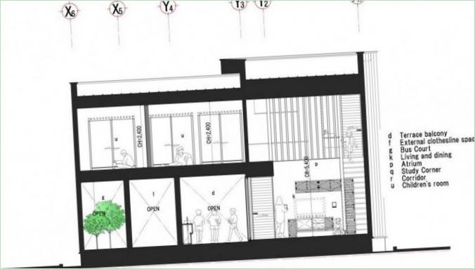 Grundplaner for et privat hus M4 i Nagasaki