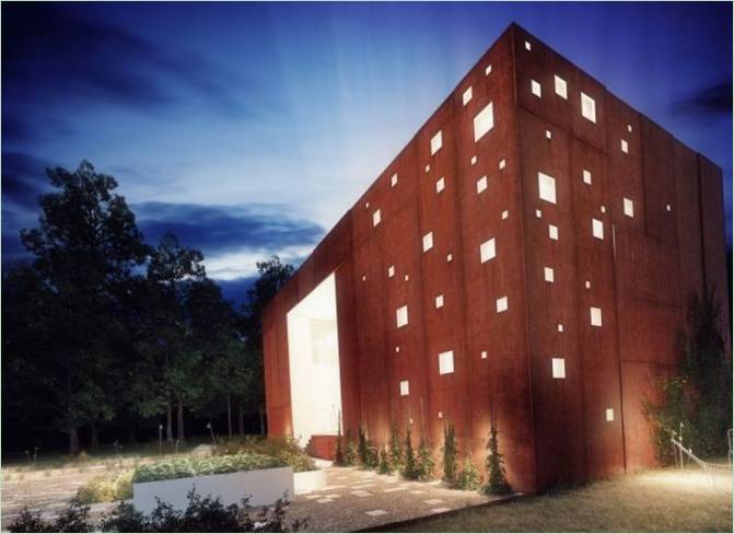 Aftenbelysning af Frame House