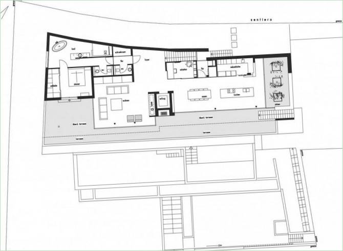 Indretning af et hus med en betagende udsigt over en sø af Philipp Architekten, Schweiz