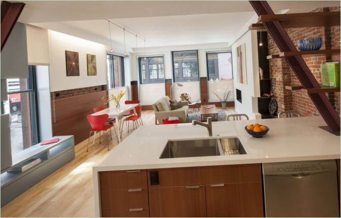 Indretning af en lejlighed i Hayden Building, USA