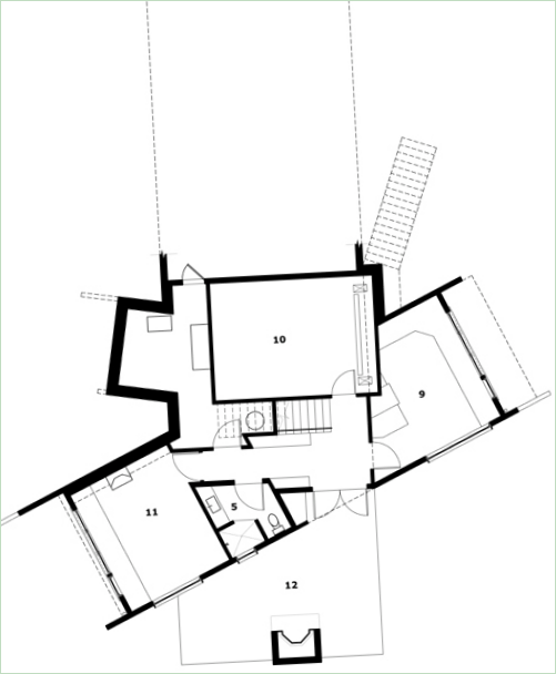 Projektplan for et hus med udsigt over kysten på San Juan Island