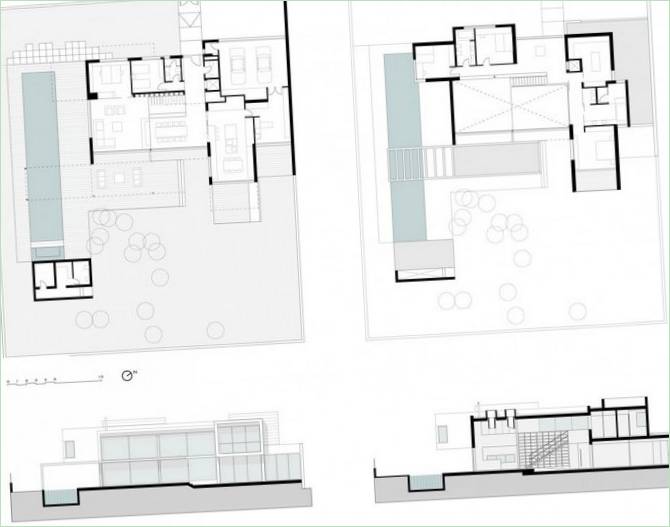 Grundplaner af landhuset D &#0amp; E i Spanien