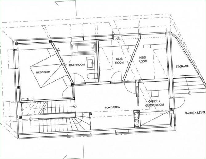 Interiør af usædvanligt hus af JVA, Norge