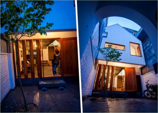 En fotocollage af det udvendige af en privat bolig i Hanoi