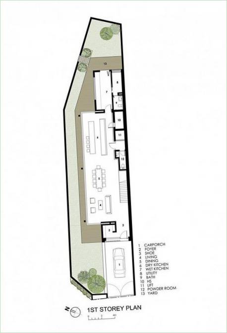 Grundplan for Sunny Side House i Singapore