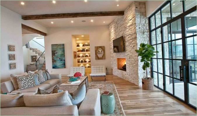 Moderne opholdsstue på Cat Mountain Residence i Texas