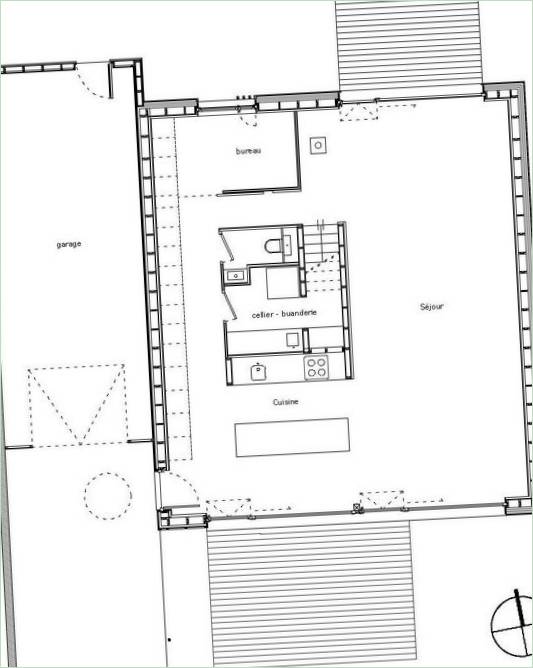 Grundplaner for Villa B af Tectoniques Architects i Frankrig