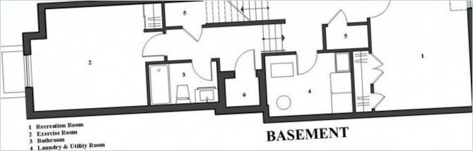 Lineært hus - kælderplan