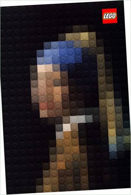 Maleri af Johannes Vermeer &#8211; Pige med en perle ud af LEGO terninger