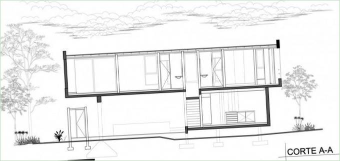 Villa i monolitiske betonblokke