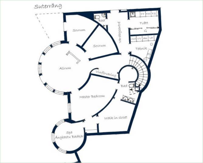 Skematisk oversigt over et fritliggende hus i Stockholm