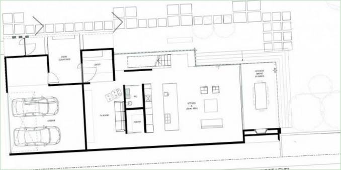 Plan af landhus - stueetagen