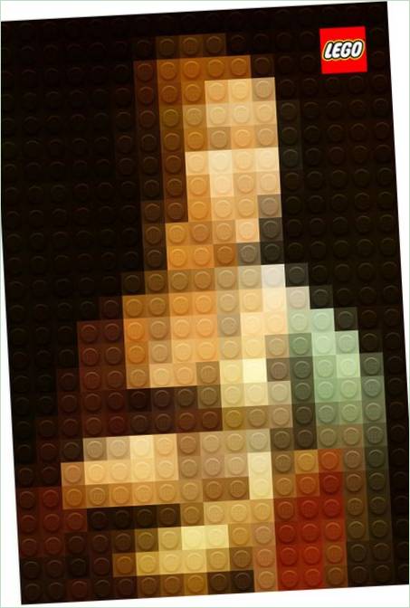 Leonardo Da Vinci Dame med en hermelin af LEGO terninger