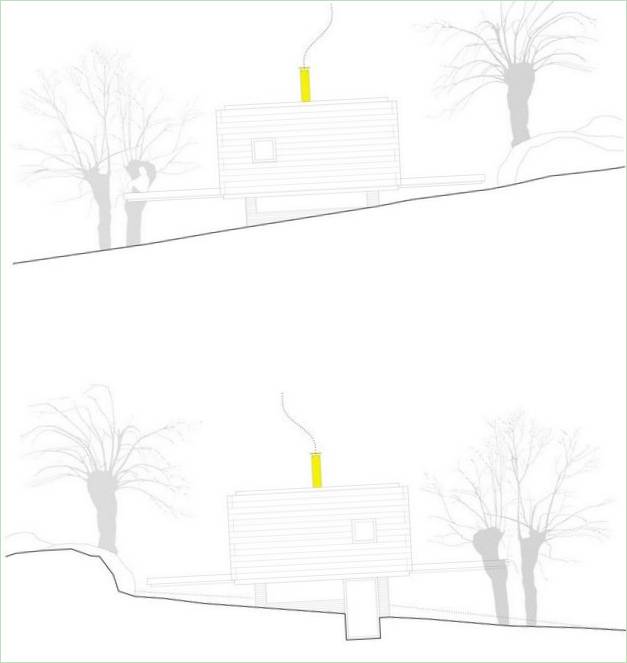 Træ land hus skematisk diagram
