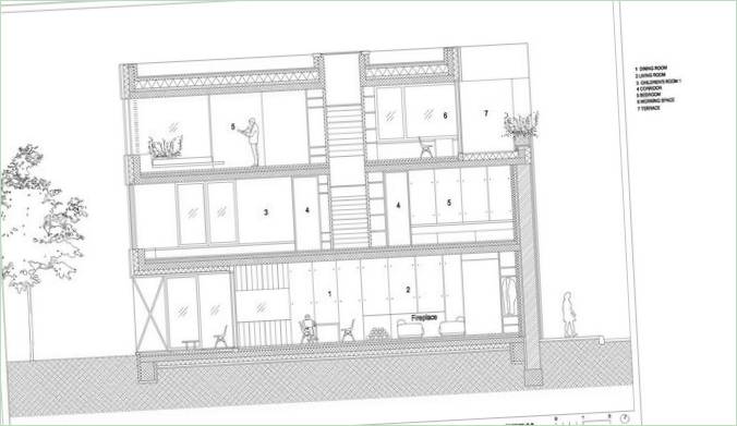 Grundplaner for Criss-Cross Envelope villa i Slovenien