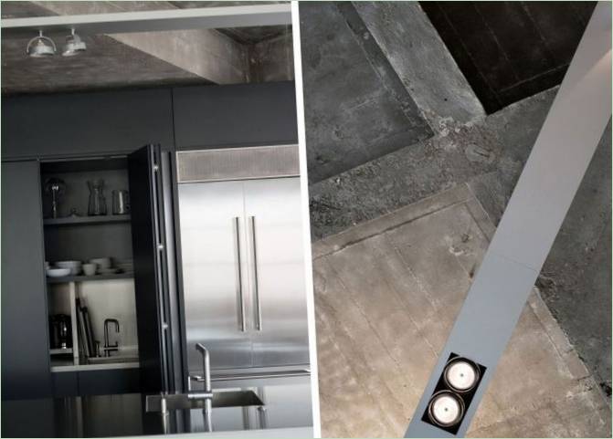 Belysning af køkkenøen i Clerkenwell Loft i London