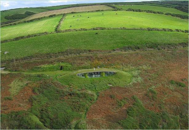 Malator underjordisk palæ i Storbritannien med udsigt fra fugleperspektiv