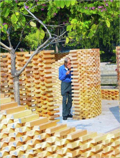 Landskabsdesign: effekten af den dobbelte struktur af en Lego-mur
