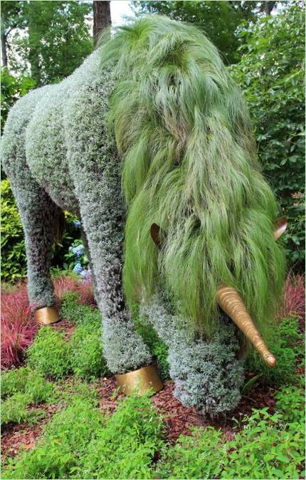 Levende blomsterskulptur i Atlanta Botanical Gardens