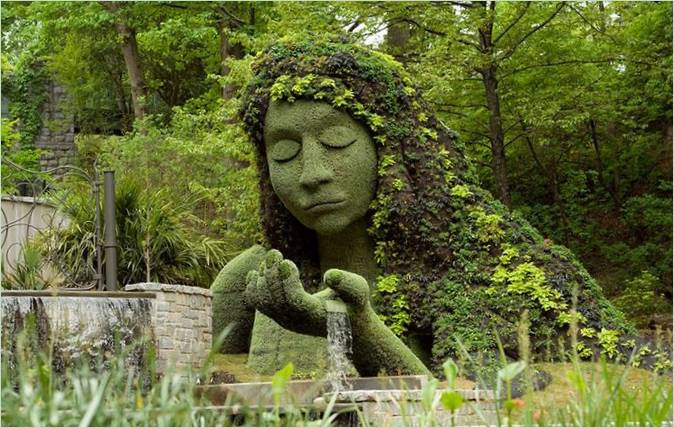 Levende blomsterskulptur i Atlanta Botanic Gardens